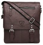 J. Wilson London 100% Pure Genuine Real Vintage Hunter Leather Handmade Mens Women Leather Flapover Everyday Crossover Shoulder Work iPad Messenger Bag (Brown)