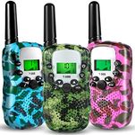 GINMIC Walkie Talkie for Kids, Toys for 3-12 Year Old Boys Girls with LCD Flashlight, Kids Walkie Talkies 3Pack Long Range 22 Channels 2 Way Radio for Hiking Camping, Xmas Birthday Gift Present