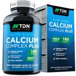 3 Months Supply - Calcium and Vitamin D - 180 Tablets - High Strength 1000mg Calcium Complex with Vitamin D3, Magnesium, Zinc and Vitamin C - Supports Bones - Osteo Supplement - Packaging May Vary