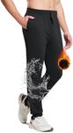 BALEAF Men's Thermal Joggers with Zip Pockets Fleece Lined Jogging Bottoms Winter Gym Running Pants Black L