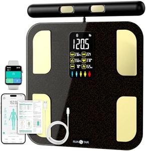 Scale for Body Weight, RunSTAR 8 Electrodes High Accurate Rechargeable Composition Analyzer with Heart Rate Heart Index Body Fat Scale Digital Bathroom Scale Composition Muscle & Fat Measurement 400Lb