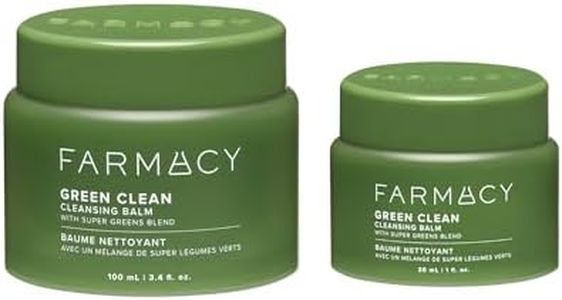 Farmacy Double Cleanse Duo - Green Clean Makeup Remover Cleansing Balm (30ml & 100ml) - Oil-Based Face Wash & Waterproof Makeup Remover with Plant Waxes + Upcycled Moringa