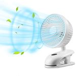 Mini Stroller Fan for Baby, Gegizun 4 Speeds Small Fan Quiet Clip on Fan Battery Operated Fan Personal Fan Portable Camping Fan Desk Fan for Baby Stroller, Car, Travelling,Gym (white)