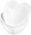 6 Inch Porcelain Bowls Set of 4, Heart Shaped Dessert Bowls for Cereal Ice Cream Soup Rice Fruits, Small Serving Bowls Set for Kitchen Cooking Wedding