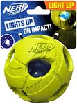 Nerf Dog Bash Ball Dog Toy with Interactive LED, Lightweight, Durable and Water Resistant, 3.5 Inches, for Medium/Large Breeds, Single Unit, Green