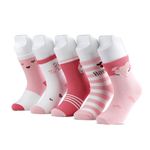 MagicPop Printed Multicolor Cotton Pink Calf Length Socks For Kids/Girls Years Pack Of 5 (7-9 Years)