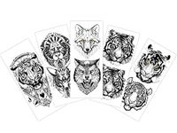 Temporary Tattoo| Beast on Arm | Waterproof Large | Assorted Sticker | Black Color | Combo Of Wild Animals Tiger Lion Wolf Mix Designs For Men Boys