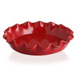 Sweejar Home Ceramic 29cm Pie Dish for Baking, Deep and Fluted Porcelain Round Pie Pan, Non-Stick Quiche Dish for Pumpkin Pie, Apple Pie, Pie Pots with Morden Farmhouse Design (Red)