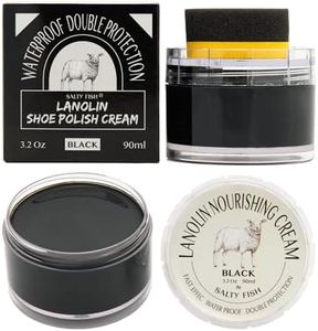 SALTY FISH Shoe Polish with Shoe Shine Sponge Applicator (Black)