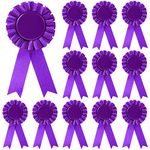 12 Pieces Blank Award Ribbon Prize Ribbon 1st Place Rosette Ribbon Award Medal Winner Victory Ribbon Recognition Participation Ribbon for Competition, Sport Event, School, Contest(Purple)