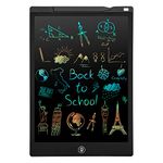 PINKCAT LCD Writing Tablet, 12 inch Magnetic Doodle Scribbler Pad Colorful Screen Drawing Board Learning Educational Toys - Gift for Kids 3-6 Years Old Girl Boy (Black)