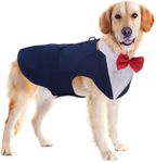 Pet Dog Tuxedo Suit Formal Wedding Shirt,Dog Costume with Bow Tie for Small Medium Large Breeds,Prince Suit with Detachable Bowtie Collar Bandana,Party Dress-up Cosplay Holiday Wear for Boy Dogs