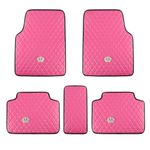 eing All Weather Pu Leather Floor Mats for Car SUV & Truck - 5 Pack/Set (Front & Rear), Heavy Duty Protection,Crown Car Floor Cushion,Cute Pink Car Accessories