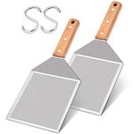 Metal Spatula Set of 2, Leonyo Stainless Steel Griddle Hamburger Spatula, as Barbecue Turner Grilling BBQ Griddle Accessories, Triple Rivets & 2 x S Hook, Heavy Duty & Easy Press, Smash Burgers