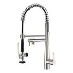 GICASA Heavy Duty Commercial Style Solid Brass Coiled Spring Kitchen Sink Faucets, Brushed Nickel Pull Out Sprayer Bar Sink Faucet