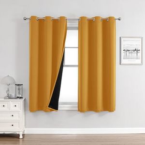 ChrisDowa 100% Blackout Curtains for Bedroom 63 Inches Long 2 Panels Set