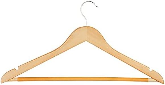 Honey-Can-Do HNG-01334 Wood Hangers with Non-Slip Grooved Bar, 24-Pack, Maple