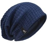 VECRY Men's Slouchy Beanie Knit Rasta Skull Cap for Summer Winter (Navy)