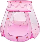 LEADSTAR Kids Play Tent Princess Pop Up Playhouse Foldable Ball Pit Tent (Pink)