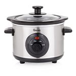 Swan SF17010N 1.5 Litre Slow Cooker with 3 Heat Settings, Glass Lid, 120W, Stainless Steel