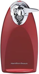 Hamilton Beach Electric Automatic Can Opener with Auto Shutoff, Knife Sharpener, Cord Storage, and SureCut Patented Technology, Extra-Tall, Red