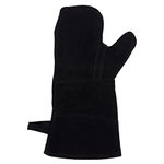 Yardwe 1PC Extreme Heat Fire Resistant Gloves Leather for Fireplace Stove Oven Grill Welding BBQ Pot Holder