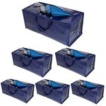 VENO 6 Pack Moving Bags Heavy-Duty Extra Large W/Backpack Straps, Moving House Essentials, Strong Handles & Zips, Clothes Storage, Packing, Laundry Bags, Reusable and Sustainable (Blue, 6 Pack)