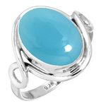 925 Sterling Silver Ring Natural Blue Chalcedony Handmade Jewelry Size 26 (99113_BCL_R128)