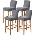 Gollense 4 Pack Stretch Bar Stool Covers Pub Counter Stool Chair Covers with Back Washable Barstool Seat Slipcover with Elastic Bottom for Dining Room Low Short Back Stool (4, Dark Grey)