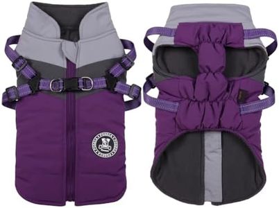 Poseca Dog Coat Winter Puppy Coats Dog Winter Coat Dog Harness Coat Small Dog Harness Puppy Jacket Vest Clothes Reflective Waterproof Dog Coats with Harness for Small Medium Dogs