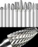 Sworker 10Pcs Carbide Burr Set 1/4 Shank w/Clear Box Max Head Dia 10mm Die Grinder Bits Rotary Tools Attachment Kit Rasp Accessories Metal Wood Stone Steel Grinding Deburring Cutting Porting Carving