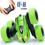 Remote Control Car for Kids Double-Sided Fast Stunt RC Cars 4WD Off-Road Drift RC Race Car with 360° Flips All Terrain Tires Rechargeable Batteries Car Toys for Ages 3-12 Boys Gift for Boy,Green