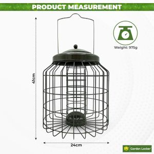 Garden Locker Squirrel Proof Suet Bird Feeder – Large Metal Cage, Weather-Resistant, 41cm Hanging