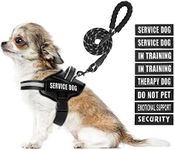 Service Dog Vest Harness and Leash Set, Animire in Training with 9 Patches, Reflective Soft Padded Handle for Small, Medium, Large, Extra-Large Dogs (RED,L) Black XS