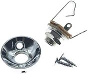KAISH Chrome Brass American Thread Electric Guitar Jackplate Electrosocket Jack Plate with Brass Output Mono Jack and Screws for FD American/MIM Style Tele/Telecaster