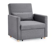 Home Detail Sofa Bed Single Chair Fabric Grey Fabric Armchair Sleeper Chair Chaise Pull Out