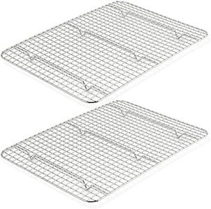 TeamFar Cooling Rack Set of 2, Stainless Steel 16.5’’ x 11.5’’ Baking Rack for Oven Cooking Roasting Grilling, Wire Rack for Cooling Cookies, Fits Half Sheet Pan, Healthy & Heavy Duty, Dishwasher Safe