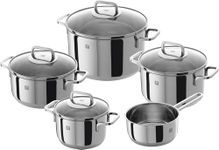 Zwilling 5-piece Pot-Set, with 4 Lids, Suitable for Induction, Stainless Steel, Quadro,60 x 50 x 30 cm, Silver