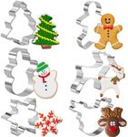 Christmas Cookie Cutters for Kids Set of 6 - Xmas Biscuit Cutter Pastry Cutters Christmas Tree Snowman Ginggerbread Man Snowflake Reindeer Head Shapes for Baking