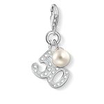 Thomas Sabo Women Charm Pendant Number 50 Pearl Charm Club 925 Sterling Silver 1241-167-14