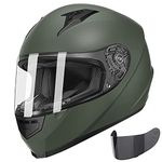 GLX GX11 Compact Lightweight Full Face Motorcycle Street Bike Helmet with Extra Tinted Visor DOT Approved (CAMO X-Large)