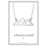 Sterling Silver Mountain Necklace, Adventure Awaits, Travel Necklace, Retirement Gift Necklace, 17 inches + 2-inch extender