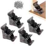 4 PCS Folding Leg Brackets,Steel Self Locking Hinge,Foldable Desk,Foldable Support Bracket with Screws for DIY Tables, Beds, Folding Workbenches，Kitchen Cabinet, Portable Carts (0-90-180 Degree)