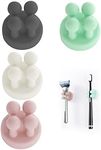 Silicone Toothbrush Holders 6 Pcs Multi-Function Hook Razor holder Waterproof Self Adhesive Wall Mounted Single Hook for Wall or Glass for Hanging Bathroom Kitchen Living Room Office (Color 4pcs)