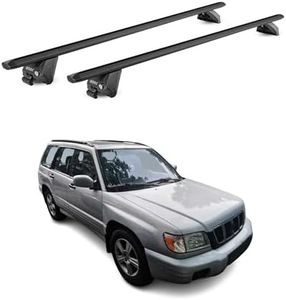 OMAC Dachträger Aluminium TÜV geprüft für Subaru Forester I 1997-2002 – Für integrierte Dachreling – T Nut – Max 100 kg – 2 Schlösser – Schwarz