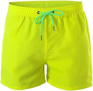 Flygo Men's 7" Lightweight Quick Dry Workout Gym Running Training Shorts with Liner (Medium, Fluorescent Yellow)