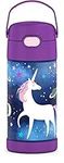 Thermos FUNTAINER 12 Ounce Stainless Steel Vacuum Insulated Kids Straw Bottle, Space Unicorn