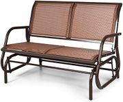 Tangkula 2-Person Patio Glider, Outdoor Swing Bench, Rocker Glider Loveseat Chair with Durable Steel Frame, Breathable Seat Fabric, Rocking Lounge Chair for Poolside, Garden, Backyard, Porch (Brown)