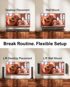 ULTIMEA 4.1ch Sound Bar with Subwoofer – 200W Bluetooth, Detachable, Bass Adjustable, ARC/Optical/Aux