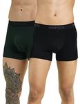 DAMENSCH Mens Premium Cotton Solid Trunks ReFRSH Single of Peppermint Powered-Pack of 2-Jet Black,Pine Green-Medium